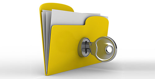 A documents folder with a key in a lock